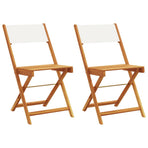 Folding Chairs 2 pcs Cream White Solid Wood Acacia and Fabric