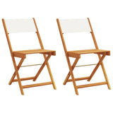 Bistro Chairs 2 pcs Cream White Solid Wood Acacia and Fabric - Front View