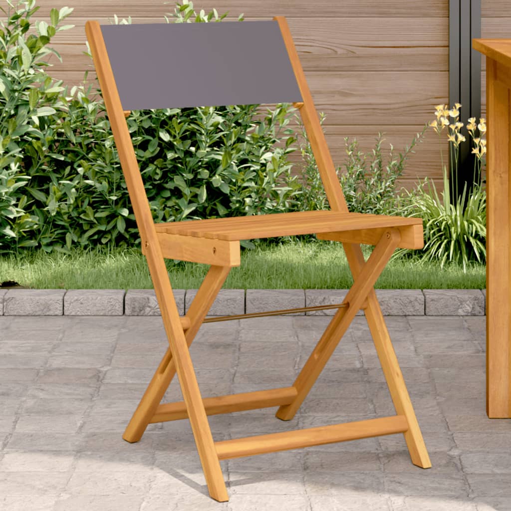 Folding Chairs 2 pcs Anthracite Solid Wood Acacia and Fabric