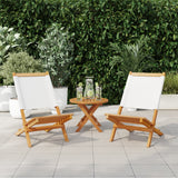 Garden Chairs 2 pcs Cream White Solid Wood Acacia and Fabric - Front View