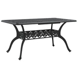 Garden Table Black 150x90x72 cm Cast Aluminium - Front View
