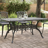Garden Table Black 150x90x72 cm Cast Aluminium - Side View