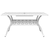 Garden Table White 150x90x72 cm Cast Aluminium - 45-Degree Angle