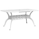Garden Table White 150x90x72 cm Cast Aluminium - Close-Up Angle