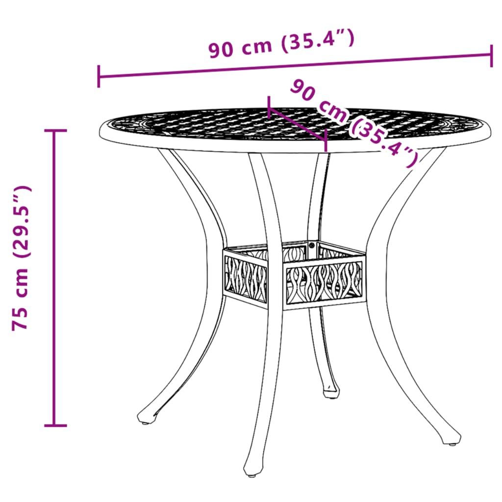 Garden Table Black ?0x75 cm Cast Aluminium