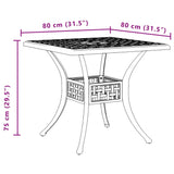 Garden Table Black 80x80x75 cm Cast Aluminium - Extra Image