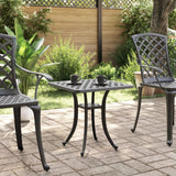 Garden Table Black 53x53x53 cm Cast Aluminium - Side View