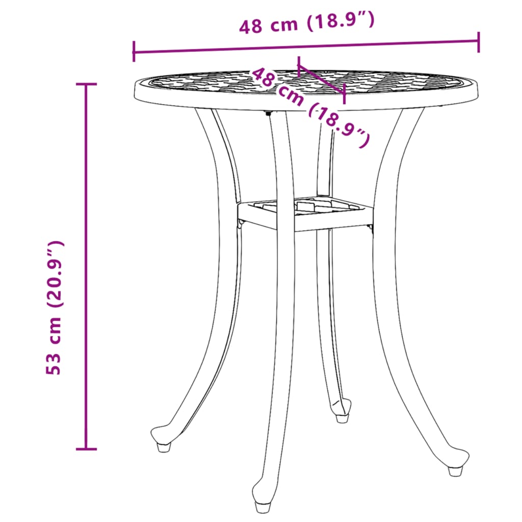 Garden Table Bronze ?8x53 cm Cast Aluminium