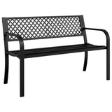 Garden Bench 119 cm Black Steel - Front View