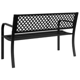 Garden Bench 119 cm Black Steel - Rear View