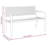 Garden Bench 119 cm Black Steel - Low Angle