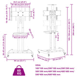TV Stand on Wheels 32-70 Inch Screen Max VESA 600x400 mm 60kg