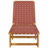 Sun Lounger Red Solid Wood Acacia and Fabric