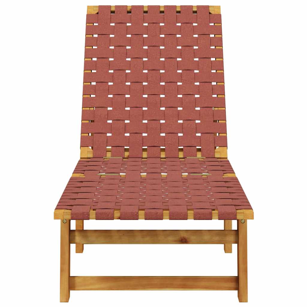 Sun Lounger Red Solid Wood Acacia and Fabric