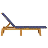 Sun Lounger Dark Blue Solid Wood Acacia and Fabric - Top-Down View