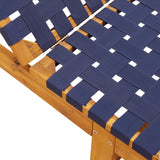 Sun Lounger Dark Blue Solid Wood Acacia and Fabric - Rear View