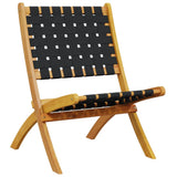 Folding Chairs 2 pcs Black Solid Wood Acacia and Fabric - Side View