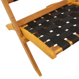Folding Chairs 2 pcs Black Solid Wood Acacia and Fabric - Low Angle