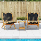Folding Chairs 2 pcs Black Solid Wood Acacia and Fabric