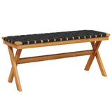 Garden Bench Black Solid Wood Acacia and Fabric - Front View