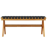 Garden Bench Black Solid Wood Acacia and Fabric