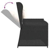 Reclining Garden Bench with Cushions Black Poly Rattan - Close-Up Angle
