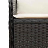 Reclining Garden Bench with Cushions Black Poly Rattan - Low Angle