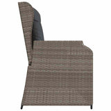 Reclining Garden Bench with Cushions Grey Poly Rattan - 45-Degree Angle