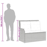 Reclining Garden Bench with Cushions Grey Poly Rattan - Extra Image