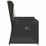 Reclining Garden Bench with Cushions Black Poly Rattan - 45-Degree Angle