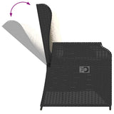Reclining Garden Bench with Cushions Black Poly Rattan - Close-Up Angle