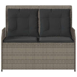 Reclining Garden Bench with Cushions Grey Poly Rattan - Top-Down View
