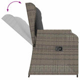 Reclining Garden Bench with Cushions Grey Poly Rattan - Close-Up Angle