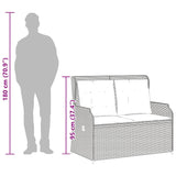 Reclining Garden Bench with Cushions Grey Poly Rattan - Extra Image