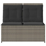 Reclining Garden Bench with Cushions Grey Poly Rattan - Top-Down View