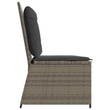 Reclining Garden Bench with Cushions Grey Poly Rattan - 45-Degree Angle