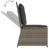 Reclining Garden Bench with Cushions Grey Poly Rattan - Close-Up Angle