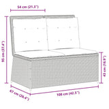 Reclining Garden Bench with Cushions Grey Poly Rattan - Extra Image