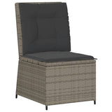 Reclining Garden Sofa with Cushions Grey Poly Rattan - Front View
