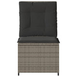 Reclining Garden Sofa with Cushions Grey Poly Rattan - Top-Down View