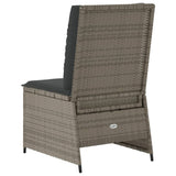 Reclining Garden Sofa with Cushions Grey Poly Rattan - Rear View