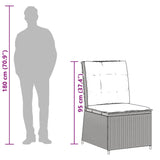 Reclining Garden Sofa with Cushions Grey Poly Rattan - Extra Image