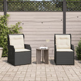 Reclining Garden Chairs 2 pcs with Cushions Black Poly Rattan - Side View