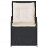 Reclining Garden Chairs 2 pcs with Cushions Black Poly Rattan - 45-Degree Angle