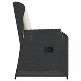 Reclining Garden Chairs 2 pcs with Cushions Black Poly Rattan - Rear View