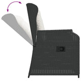 Reclining Garden Chairs 2 pcs with Cushions Black Poly Rattan - Low Angle