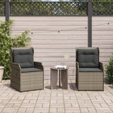 Reclining Garden Chairs 2 pcs with Cushions Grey Poly Rattan - Side View