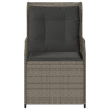 Reclining Garden Chairs 2 pcs with Cushions Grey Poly Rattan - 45-Degree Angle