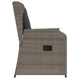 Reclining Garden Chairs 2 pcs with Cushions Grey Poly Rattan - Rear View