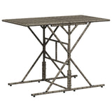 7 Piece Garden Dining Set with Cushions Grey Poly Rattan - Side View